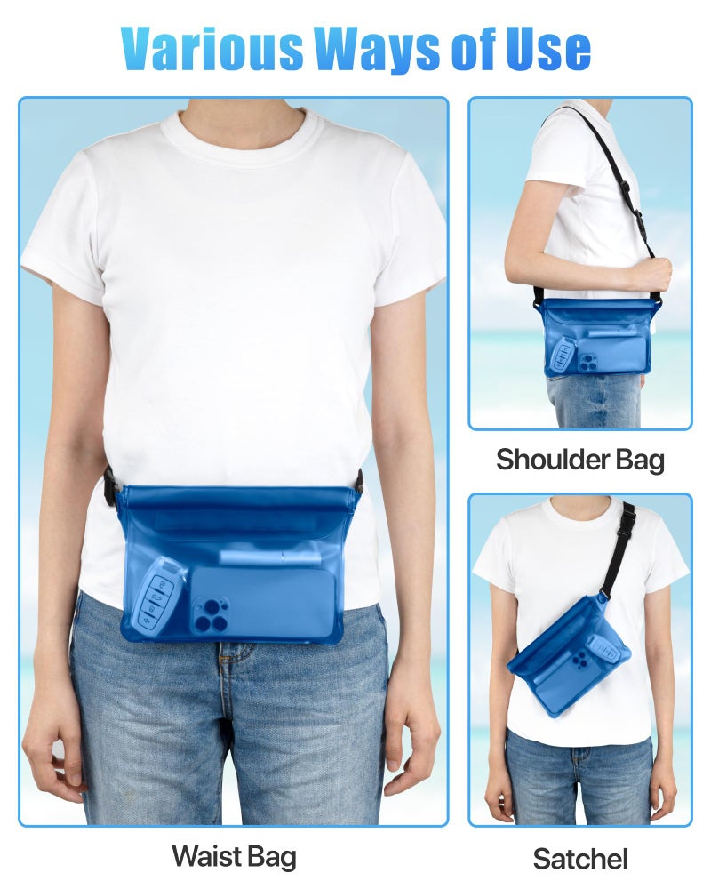F-color Waterproof Fanny Pack - Waterproof Phone Pouch with Waist Strap - Cruise Essentials 2025 Must Haves Waterproof Pouch Dry Bag Keep Phone Valuables Safe for Beach Kayaking Boating Fishing - Image 5